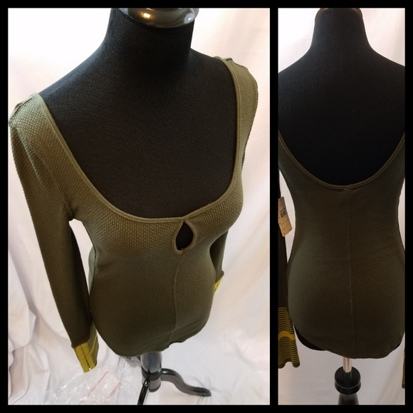 Free People Navy Green Thermal XS - Picture 2 of 5